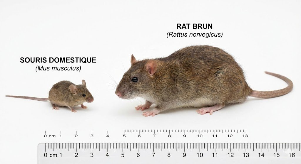 Difference taille rat et souris comparatif photo avec regle