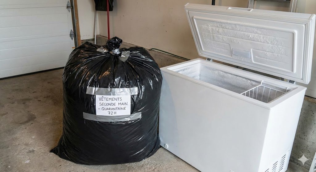 Traitement preventif punaise de lit sac poubelle hermetique congelation vetements occasion