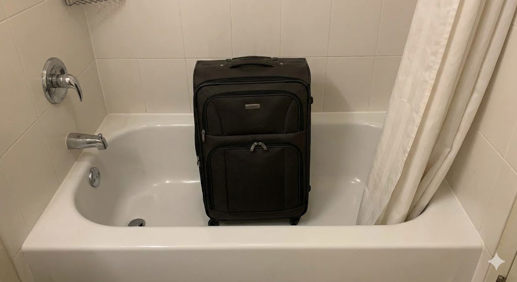 Prevention punaise de lit valise dans baignoire hotel retour voyage