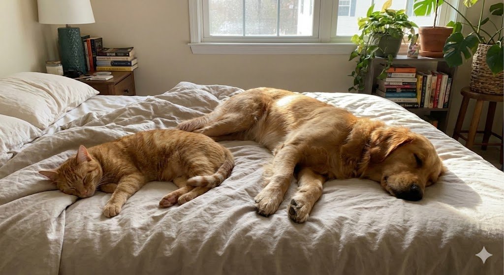 Chien chat sur lit danger punaise de lit animaux